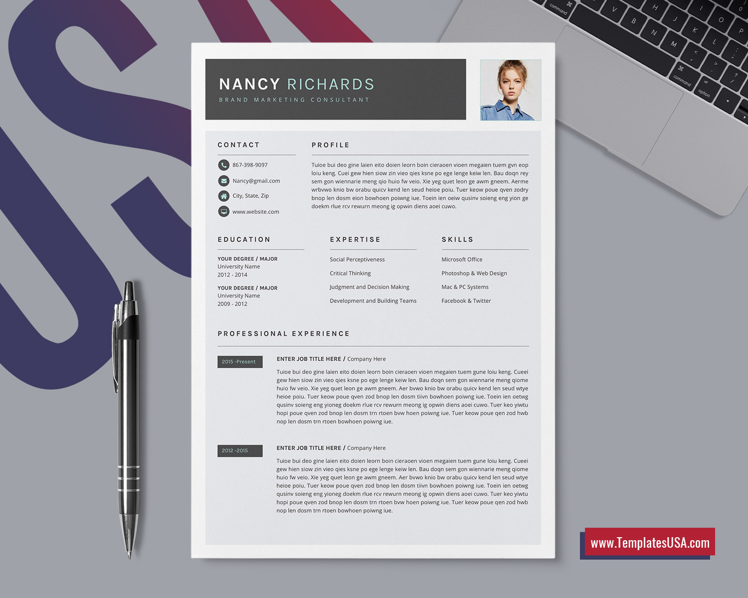 Cover Letter Modern Resume Template Professional Resume ...
